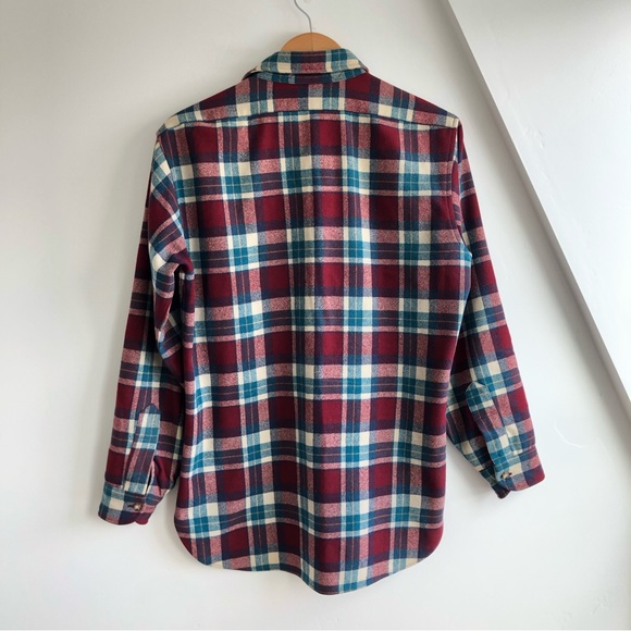 Vintage Pendleton Pure Virgin Wool Plaid Button up Shirt Size L Made In USA - Picture 10 of 15